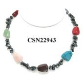 Semi-precious Stone Chip Beads with Hematite Beads Stone Choker Collar Strands Necklace